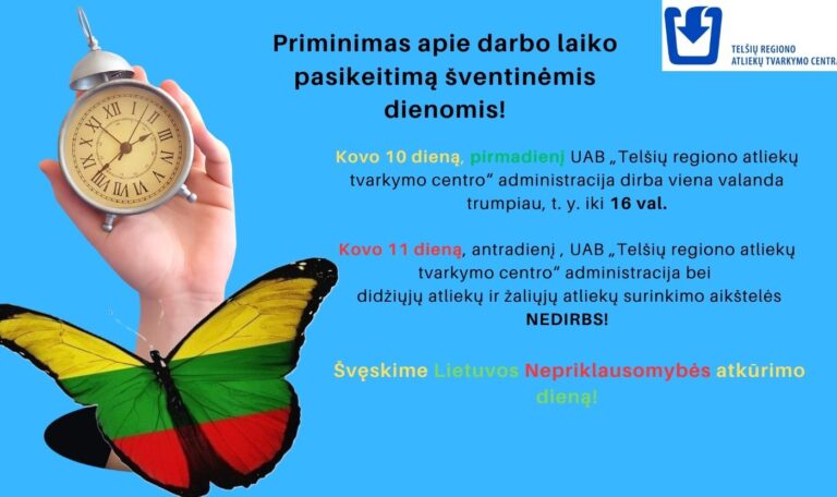 Priminimas apie darbo laiko pasikeitimą!