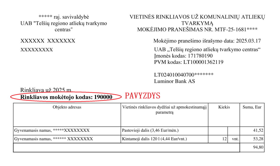Visų, kurie moka bankiniu pavedimu už komunalinių atliekų tvarkymą, dėmesiui!