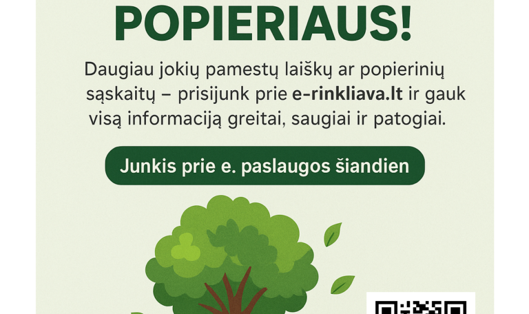 Mažiau popieriaus – daugiau gamtos