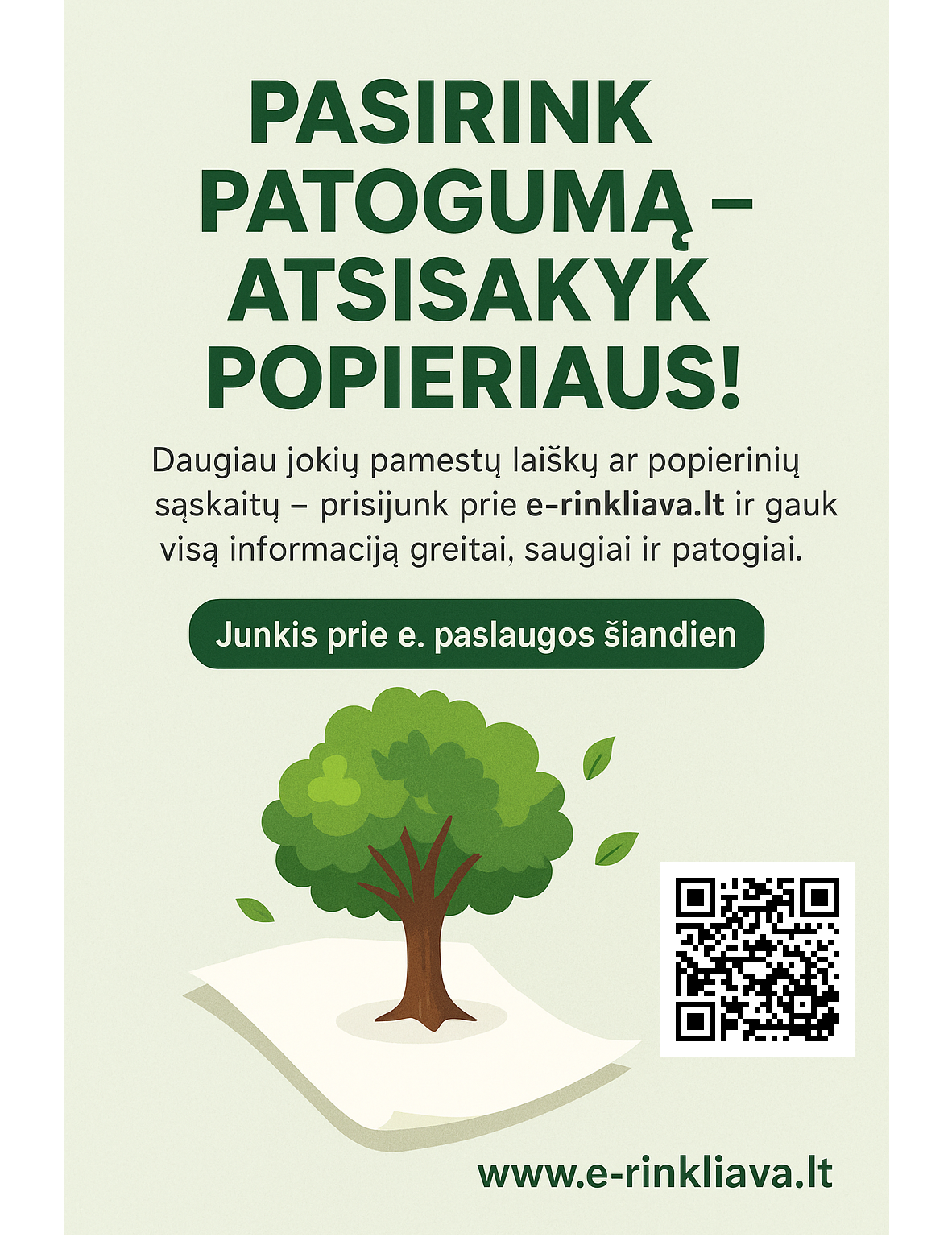 Mažiau popieriaus – daugiau gamtos