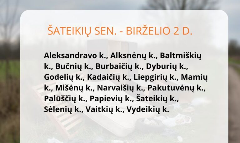 Birželio mėnesį didelių gabaritų atliekų surinkimas vyks Plungėje ir Mažeikiuose