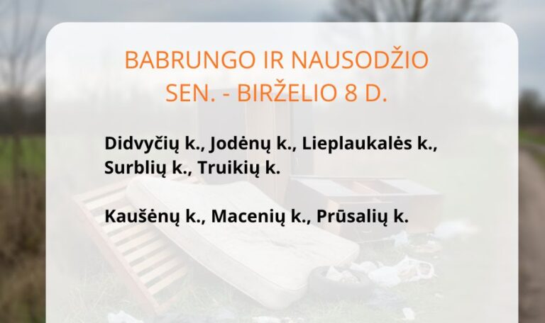 Birželio mėnesį didelių gabaritų atliekų surinkimas vyks Plungėje ir Mažeikiuose