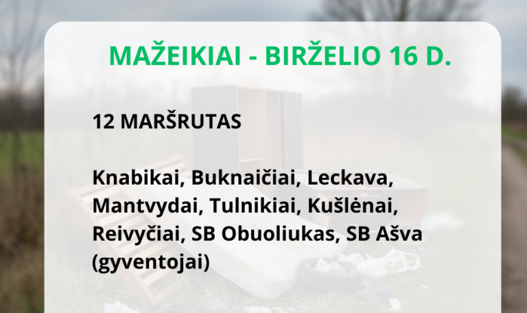 Birželio mėnesį didelių gabaritų atliekų surinkimas vyks Plungėje ir Mažeikiuose