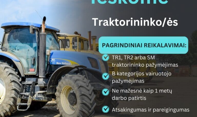 Darbo skelbimas-traktorininkas