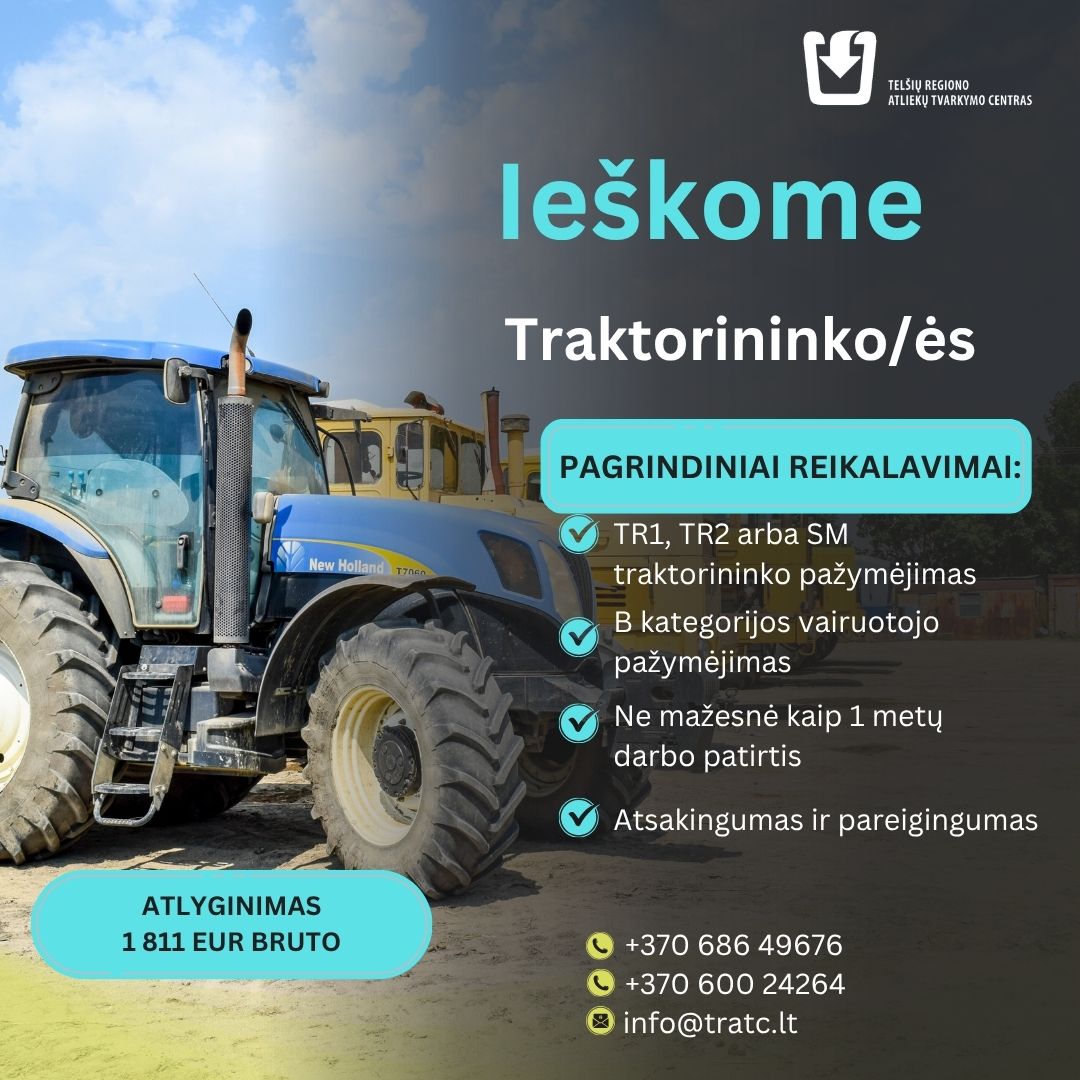 Darbo skelbimas-traktorininkas